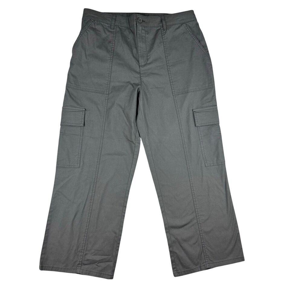 Social Standard by Sanctuary Pants Women's Extra Large Gray Cargo Crop Pockets